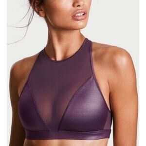 Victoria's Secret Victoria Sport Purple Mesh Shine High Neck Sports Bra Small